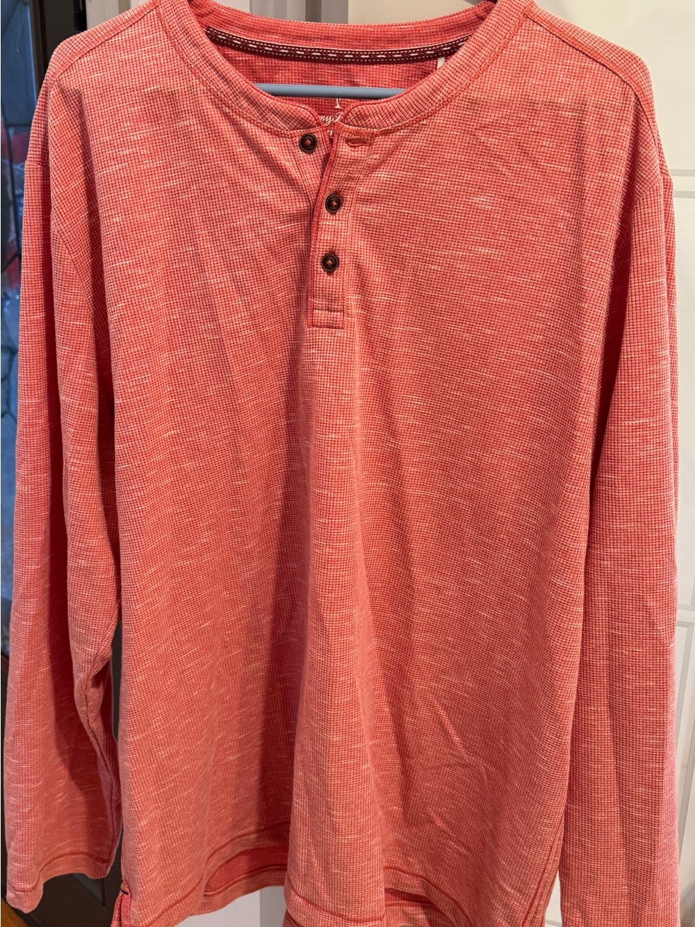 Tommy Bahama Long-Sleeve Henley in Coral
